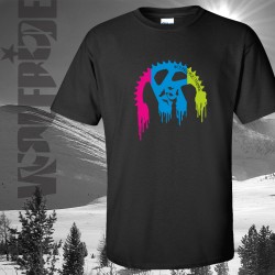 Mountain bike themed organic t-shirt, multicolour chainring design.