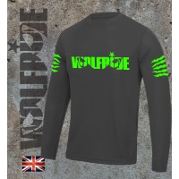 Long sleeve performance bike jersey / top with wolfride logo Flouro green