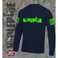 Long sleeve performance bike jersey / top with wolfride logo Flouro green