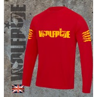 Long sleeve performance bike jersey / top with Wolfride logo Flouro Orange