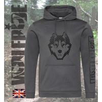 Carbon fibre wolf print technical sports hoodie