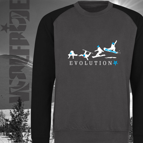 Evolution of Snowboarding baseball sweater