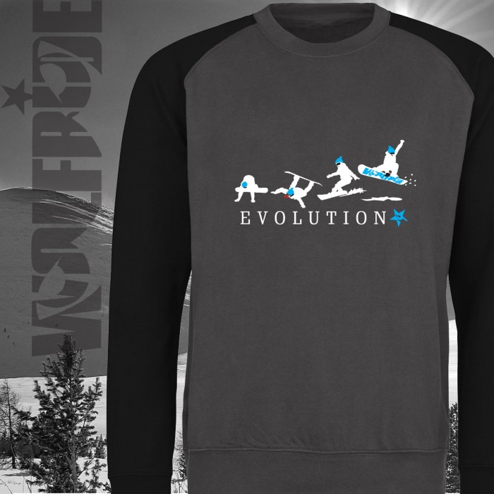 Evolution of Snowboarding baseball sweater