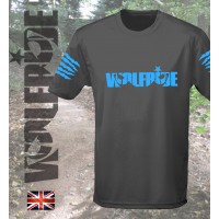 Wolfride logo - short sleeve technical light weight t-shirt  flouro blue