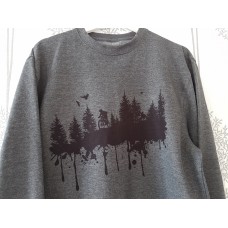 Wolfride Forest Print Grey Sweater